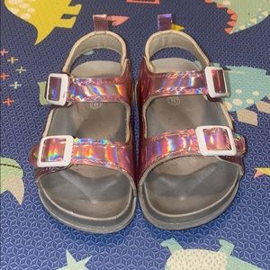 Pink holographic toddler sandals